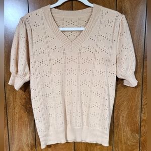 Vintage look short sleeve sweater